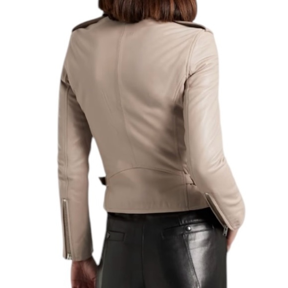 IRO Paris Han Lamb Leather Asymmetric Zip Buckle Side Wais Biker Moto Jacket - Picture 3 of 8